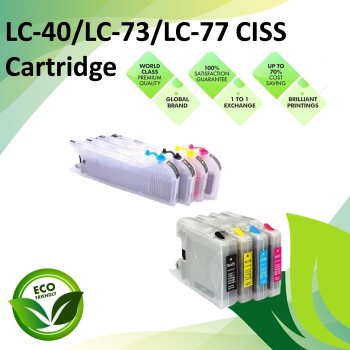 Compatible LC-40/LC-73/LC-77 Long & Short CISS Refill Ink Cartridges for Brother MFC-J430W / MFC-J625DW / MFC-J825DW / DCP-J525W