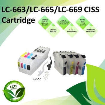 Compatible LC-663/LC-665/LC-669 Long & Short CISS Refill Ink Cartridges for Brother MFC-J2320 / MFC-J2720