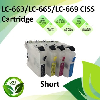 Compatible LC-663/LC-665/LC-669 Short CISS Refill Ink Cartridges for Brother MFC-J2320 / MFC-J2720