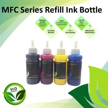 Compatible MFC-Series 4 Color (Black/Cyan/Magenta/Yellow) Refiill Ink Bottle 100ML for Brother MFC-J2330DW / J2730DW / J3530DW / J3930DW Printer