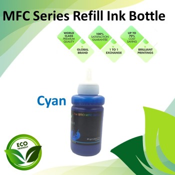 Compatible MFC-Series Cyan Color Refiill Ink Bottle 100ML for Brother MFC-J2330DW / J2730DW / J3530DW / J3930DW Printer