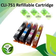 CLI-751 Black/Cyan/Magenta/Yellow Color Compatible Refillable Ink Cartridges for Canon iP7270 / 8770 / MG5670 / 5570