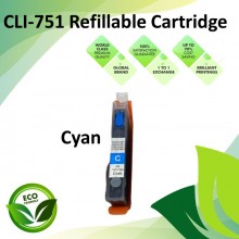 CLI-751 Cyan Color Compatible Refillable Ink Cartridges for Canon iP7270 / 8770 / MG5670 / 5570