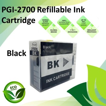 Compatible PGI-2700 Black Refillable Pigment Ink Cartridges with Chipset for all Canon MAXIFY Printers