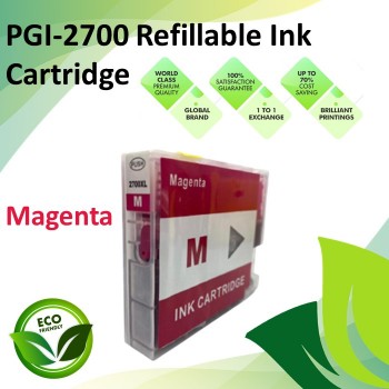 Compatible PGI-2700 Magenta Refillable Pigment Ink Cartridges with Chipset for all Canon MAXIFY Printers