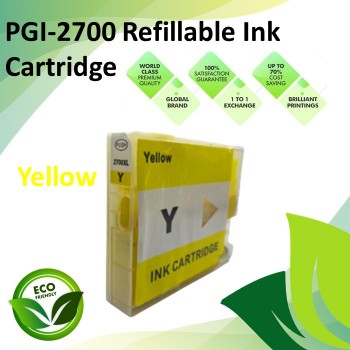 Compatible PGI-2700 Yellow Refillable Pigment Ink Cartridges with Chipset for all Canon MAXIFY Printers