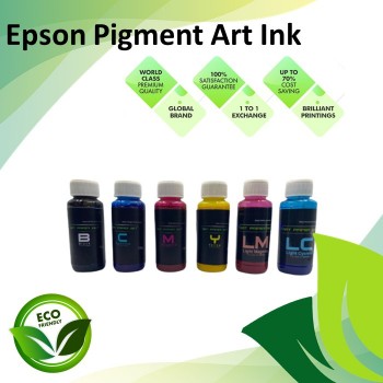 Compatible Epson Black/Cyan/Magenta/Yellow/Light Cyan/Light Magenta Art Paper Pigment Ink Bottle 100ML