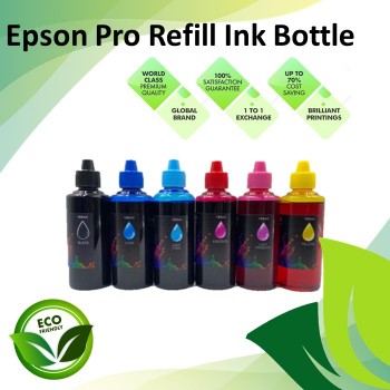 Compatible 6 Color Black/Cyan/Magenta/Yellow/Light Cyan/Light Magenta Pro-Series Refill Dye Ink Bottle 100ML for Epson L-Series Printer