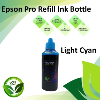 Compatible Light Cyan Color Pro-Series Refill Dye Ink Bottle 100ML for Epson L110 / L120 / L200 / L210  / L220 / L300 Printer