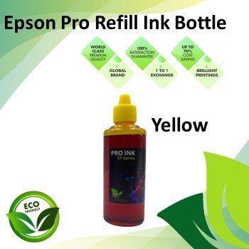 Compatible Yellow Color Pro-Series Refill Dye Ink Bottle 100ML for Epson L110 / L120 / L200 / L210  / L220 / L300 Printer