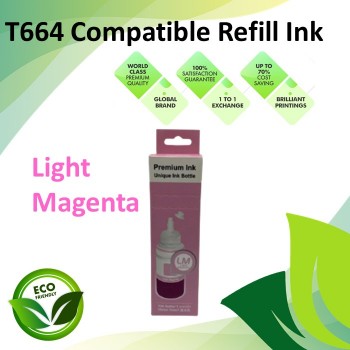 Compatible T664 Light Magenta Color Refill Ink Bottle 100ML for Epson EcoTank L130 / L110 / L100 / L220 / L200 / L310 / L300 Printer