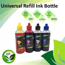 Universal Black/Cyan/Magenta/Yellow 4 Color Refill Dye Ink Bottle 100ML for all Brand Inkjet Printers