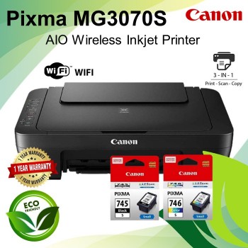 Canon PIXMA MG3070S Wireless All-In-One (Print/Scan/Copy) Color Inkjet Printer