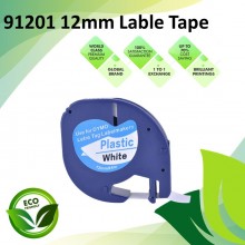 Compatible 91201 12mm Black on White LetraTag Plastic Label Tape for Dymo LetraTag Label Maker
