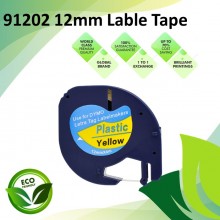 Compatible 91202 12mm Black on Yellow LetraTag Plastic Label Tape for Dymo LetraTag Label Maker