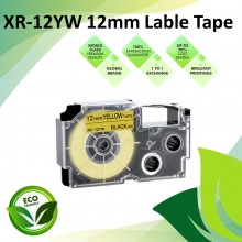Compatible XR-12YW 12mm Black on Yellow EZ-Label Maker Cartridge Tape for Casio Ez-Label Printer