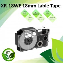 Compatible XR-18WE 18mm Black on White EZ-Label Maker Cartridge Tape for Casio Ez-Label Printer
