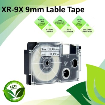 Compatible XR-9X 9mm Black on Clear EZ-Label Maker Cartridge Tape for Casio Ez-Label Printer