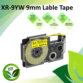 Compatible XR-9YW 9mm Black on Yellow EZ-Label Maker Cartridge Tape for Casio Ez-Label Printer