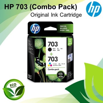 HP 703 Combo 2-Pk Tri-clr/Blk Original Ink Cartridge