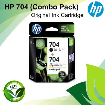 HP 704 Combo 2-Pk Tri-clr/Blk Original Ink Cartridge