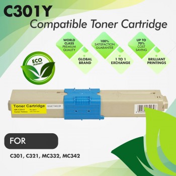 Oki C301 Yellow Premium Compatible Toner Cartridge